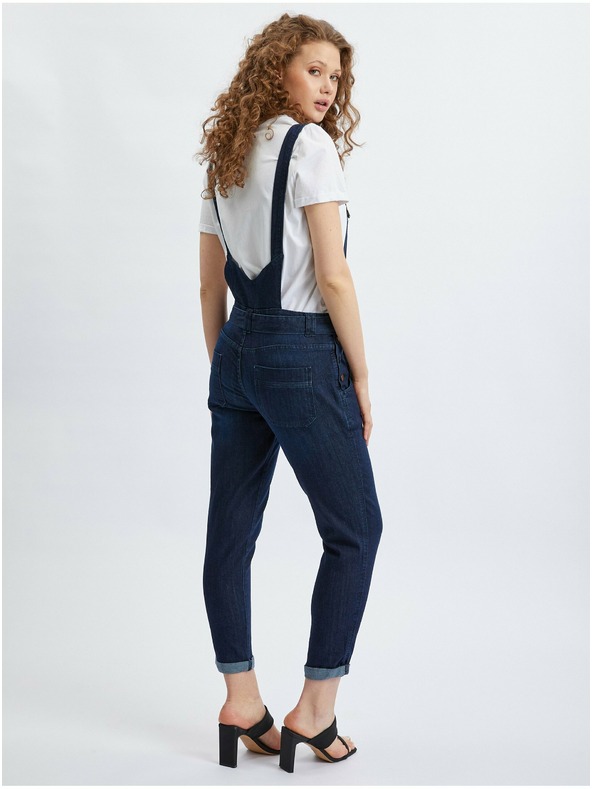 Orsay Тъмно сини дамски slim fit дънки с тиранти ORSAY