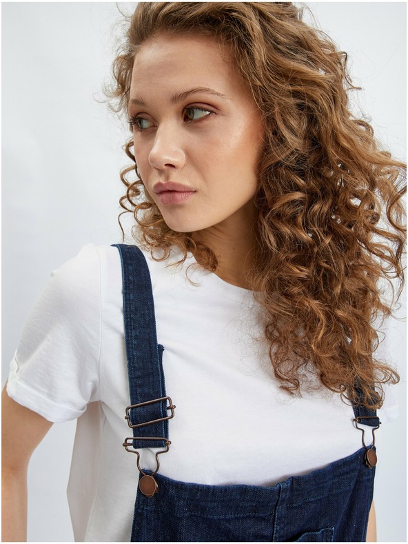 Orsay Тъмно сини дамски slim fit дънки с тиранти ORSAY