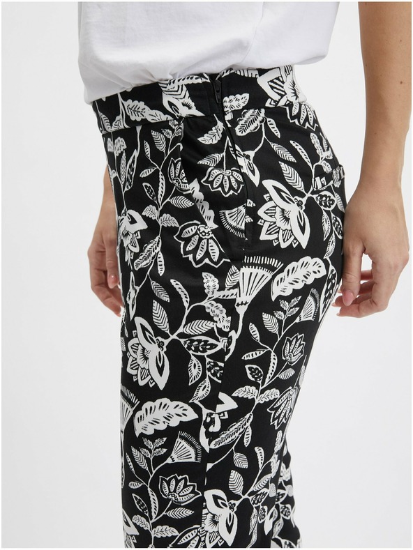 Orsay Бяло-черен дамски панталон с десен ORSAY