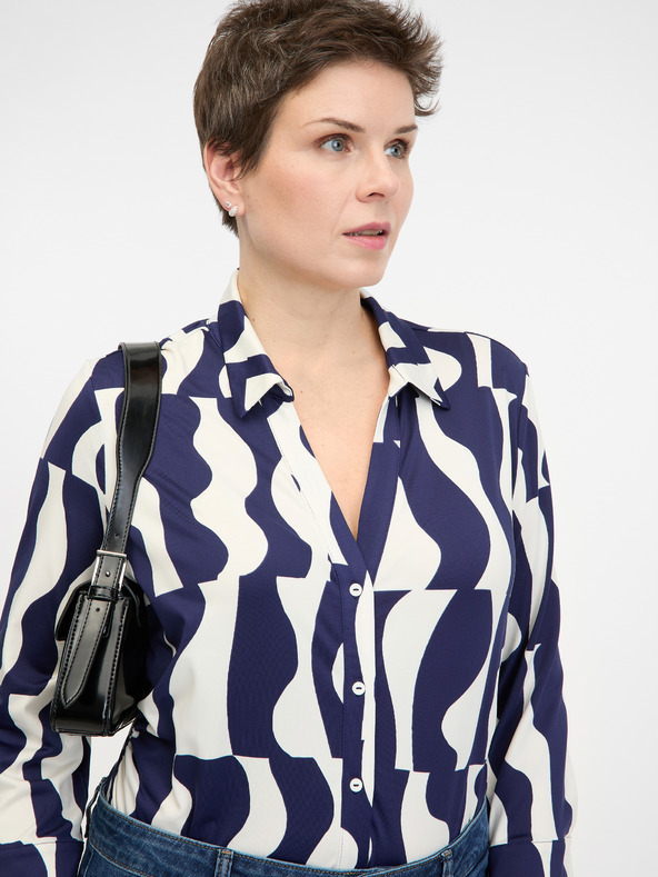 Orsay Тъмносиня блуза с яка ORSAY