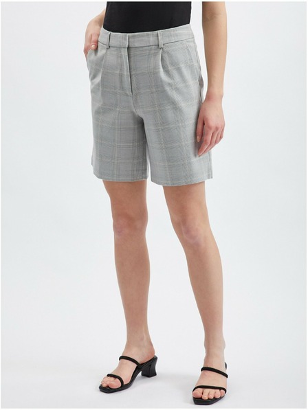 Orsay Светлосиви дамски къси панталони на каре ORSAY