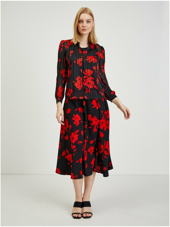 Orsay Червено-черна дамска блуза на цветя ORSAY