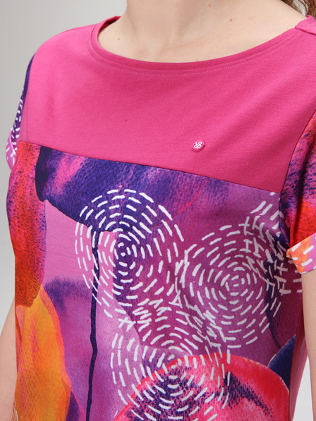 Loap Тъмнорозова дамска шарена лятна рокля LOAP ANNABELLE