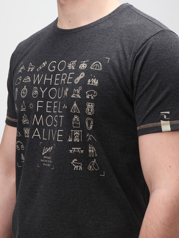 Loap Черна мъжка шарена тениска LOAP Alexus