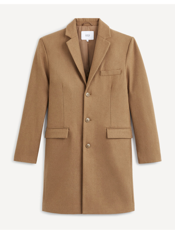 Celio Кафяво мъжко вълнено палто Celio Cubello