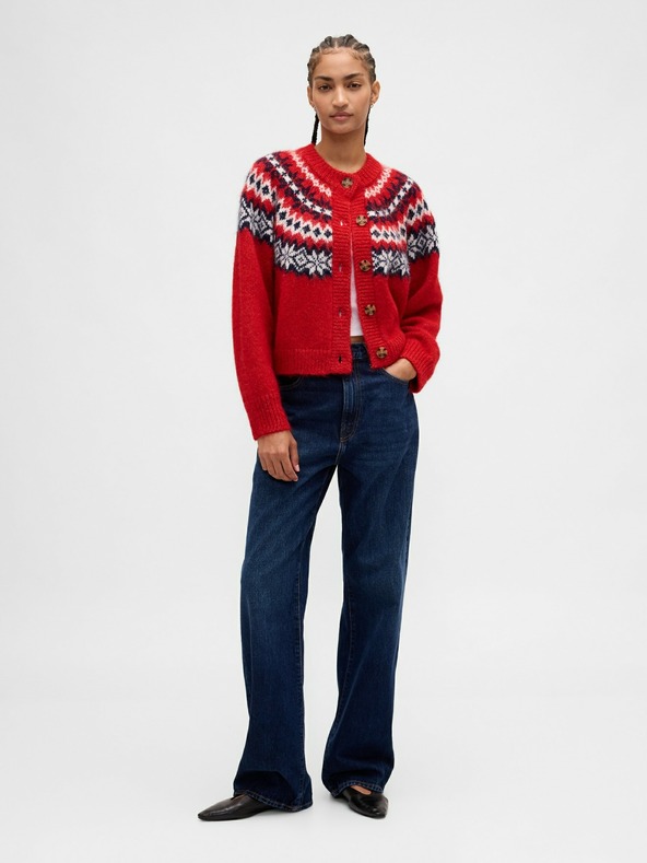 GAP Oversize кардиган Fair Isle с вълна GAP