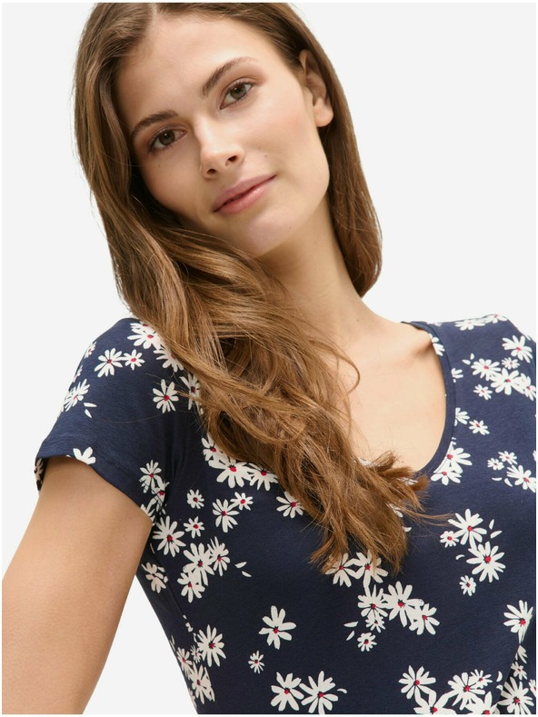 Orsay Тъмносиня флорална тениска ORSAY
