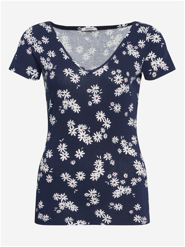 Orsay Тъмносиня флорална тениска ORSAY