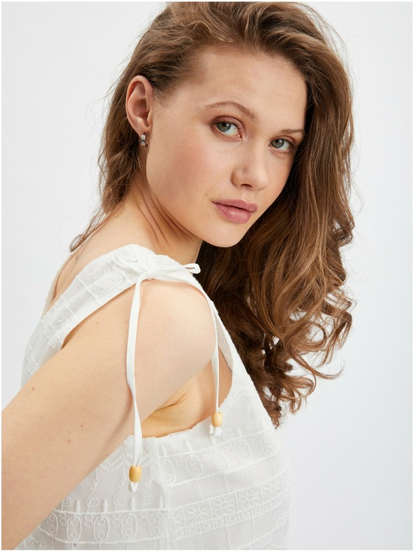 Orsay Бял дамски дантелен топ ORSAY