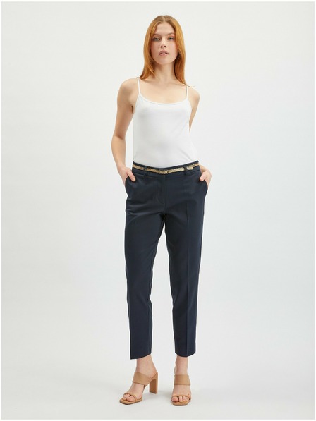Orsay Тъмносин дамски чино панталон с колан ORSAY