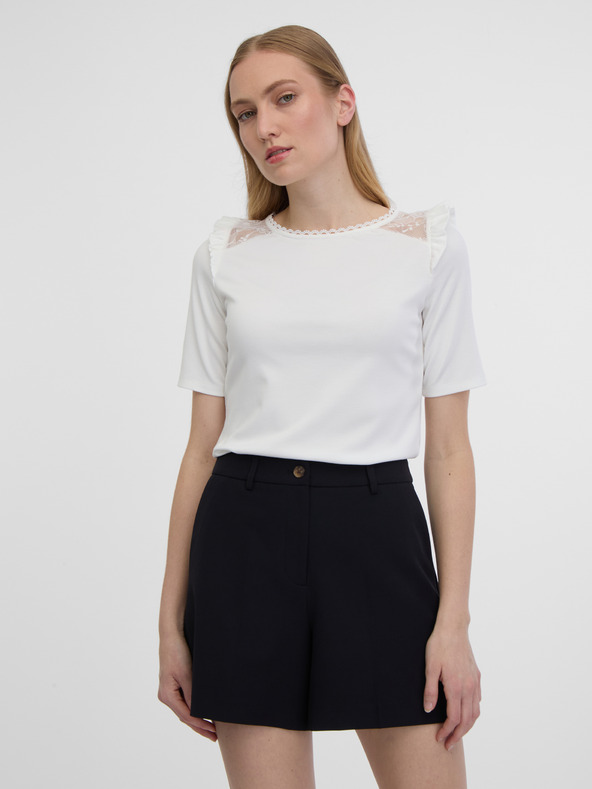 Orsay Бяла дамска тениска с цепка на гърба ORSAY