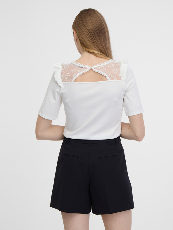 Orsay Бяла дамска тениска с цепка на гърба ORSAY