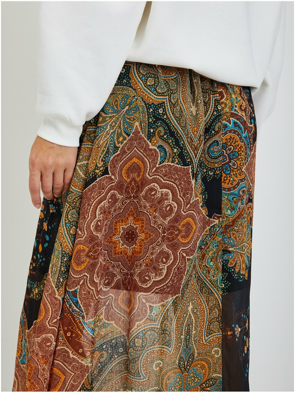 Orsay Черно-кафява дамска миди пола с десен ORSAY