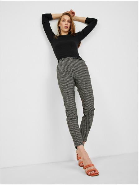 Orsay Бяло-черен дамски панталон с десен ORSAY