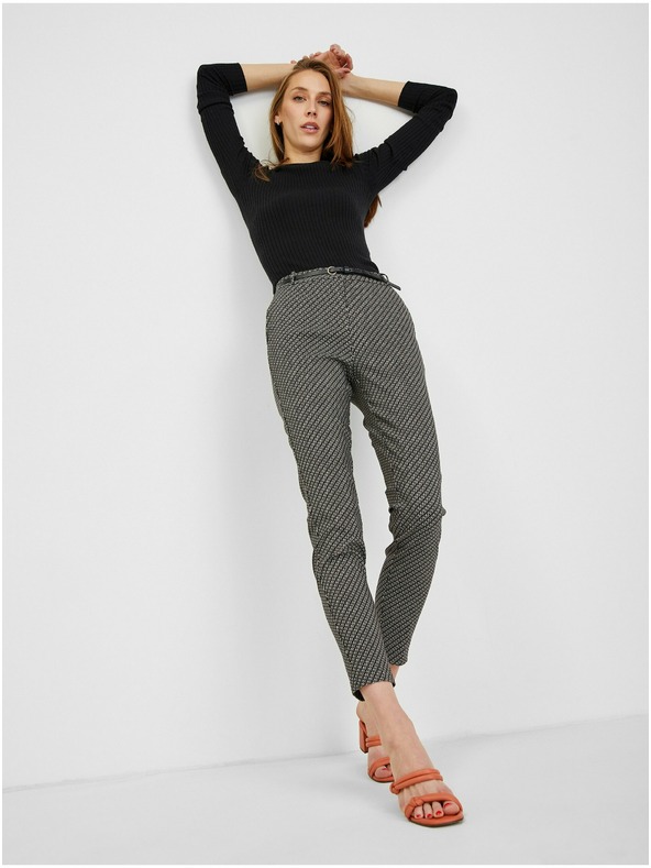 Orsay Бяло-черен дамски панталон с десен ORSAY