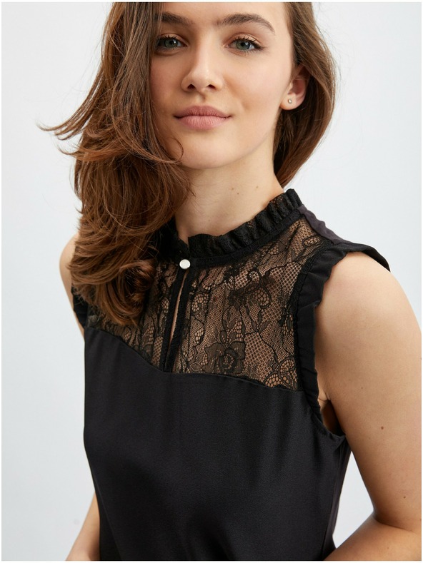 Orsay Черна дамска блуза с дантелен детайл ORSAY
