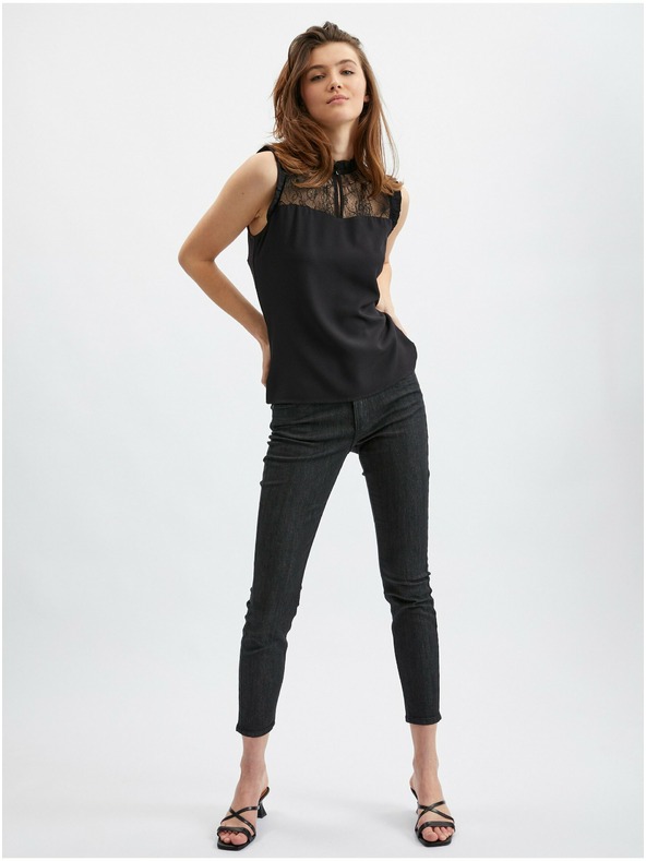 Orsay Черна дамска блуза с дантелен детайл ORSAY