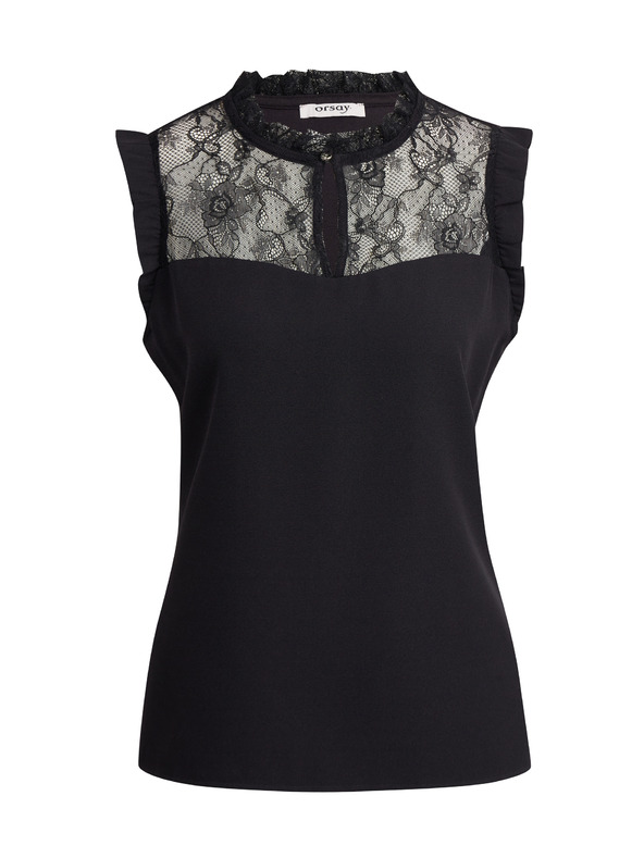 Orsay Черна дамска блуза с дантелен детайл ORSAY