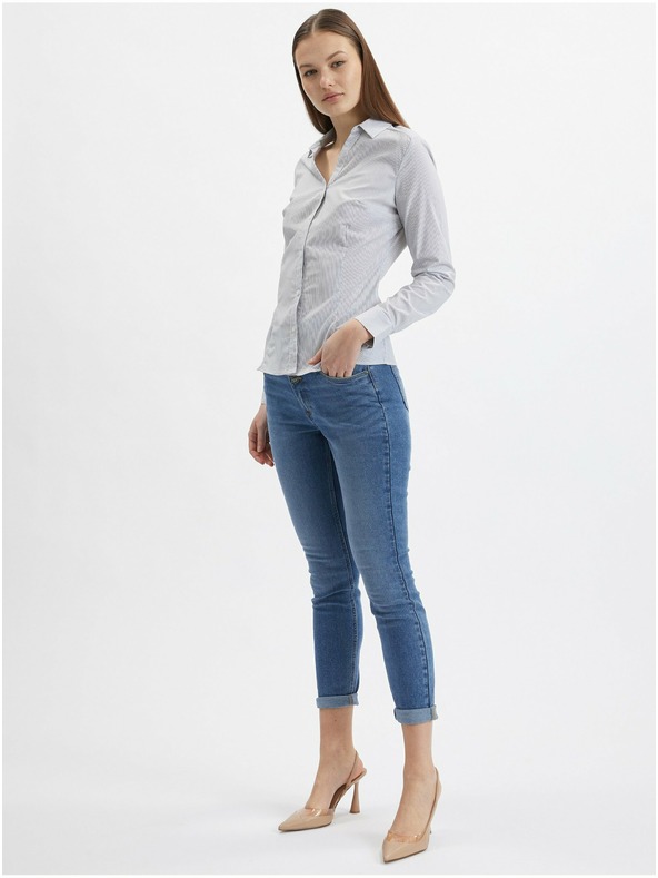 Orsay Синьо-бяла дамска риза на райе ORSAY