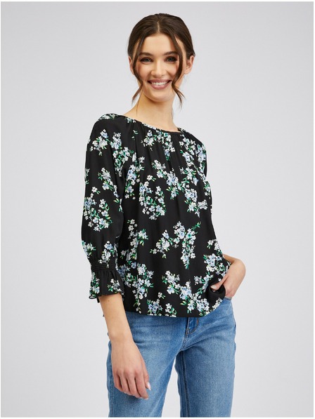 Orsay Черна дамска блуза на цветя ORSAY