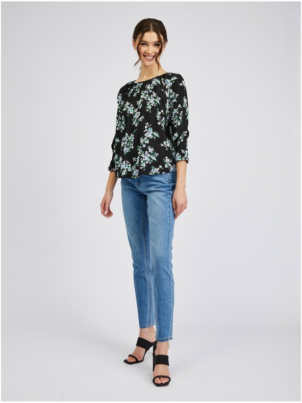 Orsay Черна дамска блуза на цветя ORSAY