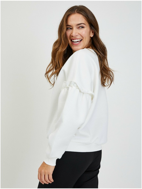 Orsay Бял дамски oversize суичър с буфон ръкави ORSAY