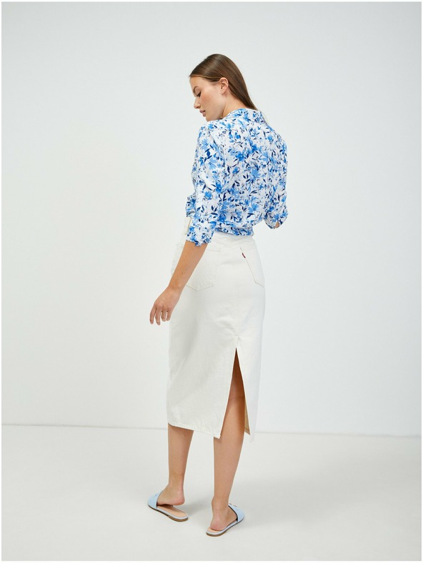 Orsay Бяло-синя риза на цветя с възел ORSAY