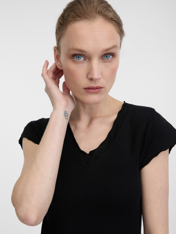 Orsay Черна дамска тениска с къс ръкав ORSAY