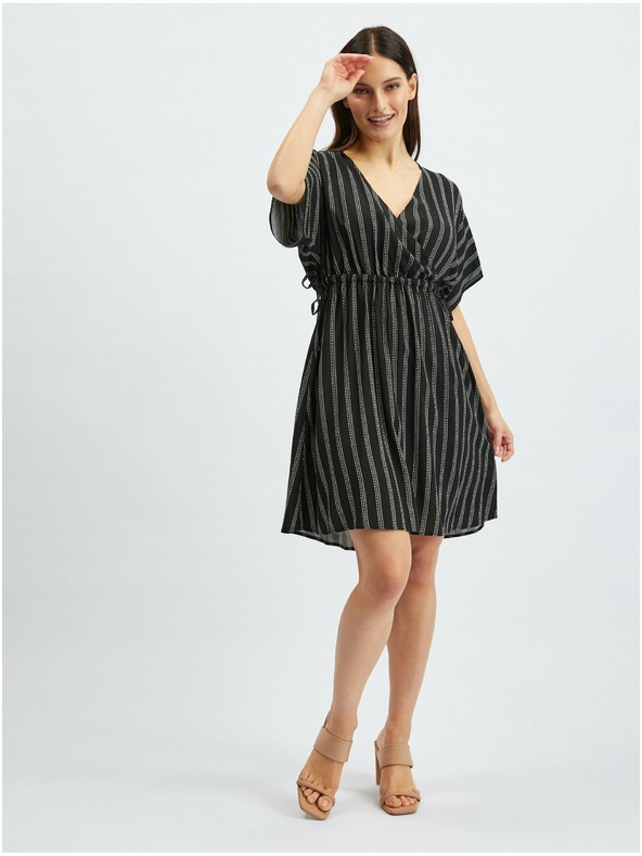 Orsay Черна дамска рокля на райе ORSAY