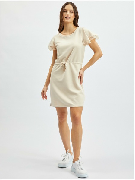 Orsay Бежов дамски суичър рокля с дантела ORSAY