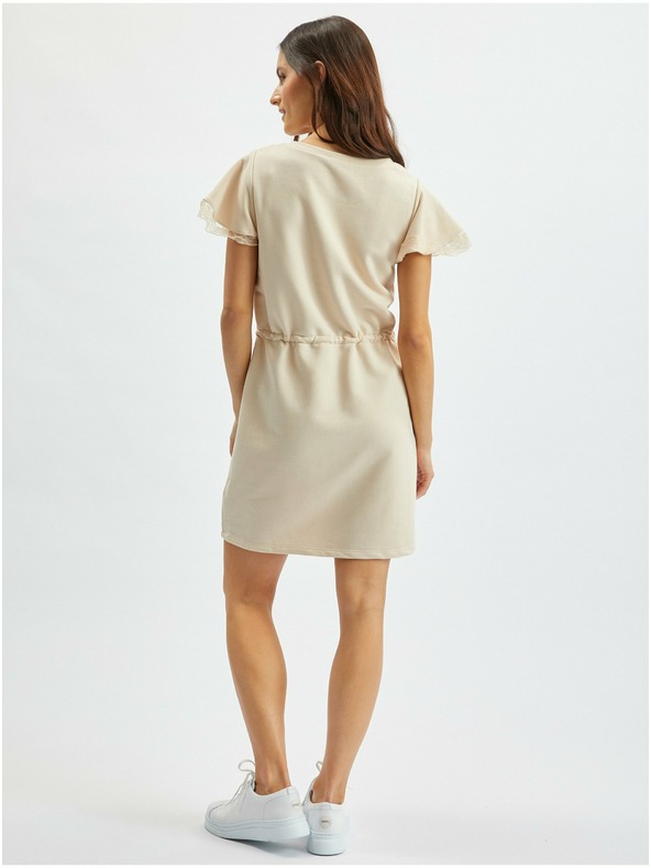 Orsay Бежов дамски суичър рокля с дантела ORSAY