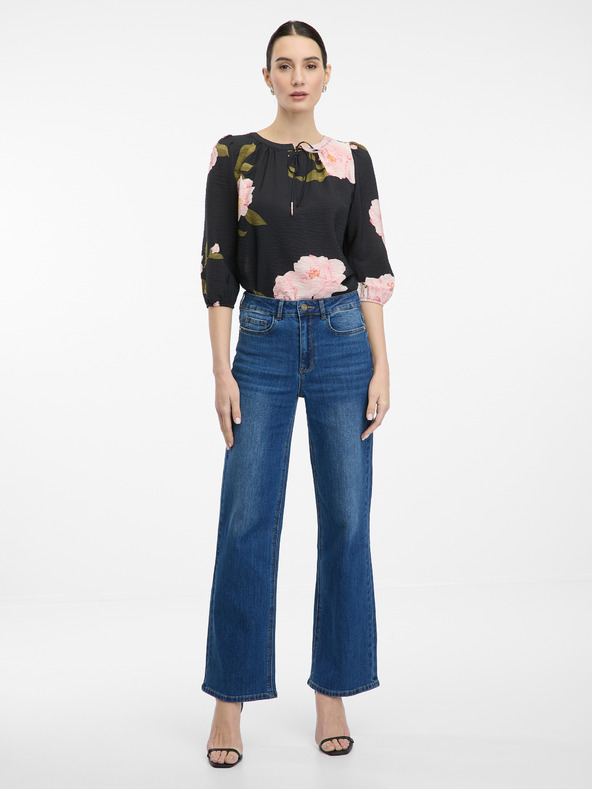 Orsay Черна дамска блуза с цветен принт ORSAY