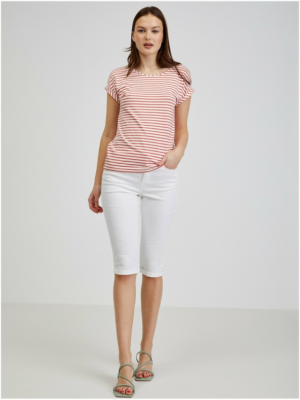 Orsay Червено-бяла дамска тениска на райе ORSAY
