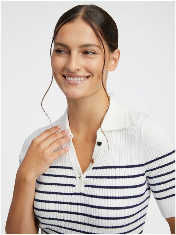 Orsay Кремава дамска поло тениска на райе ORSAY