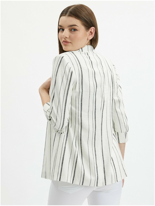 Orsay Бяло дамско ленено сако на райе ORSAY