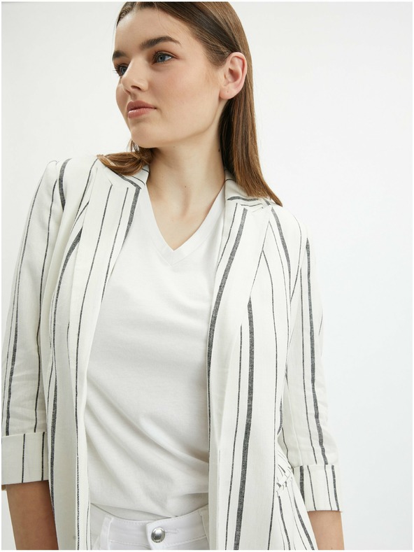 Orsay Бяло дамско ленено сако на райе ORSAY