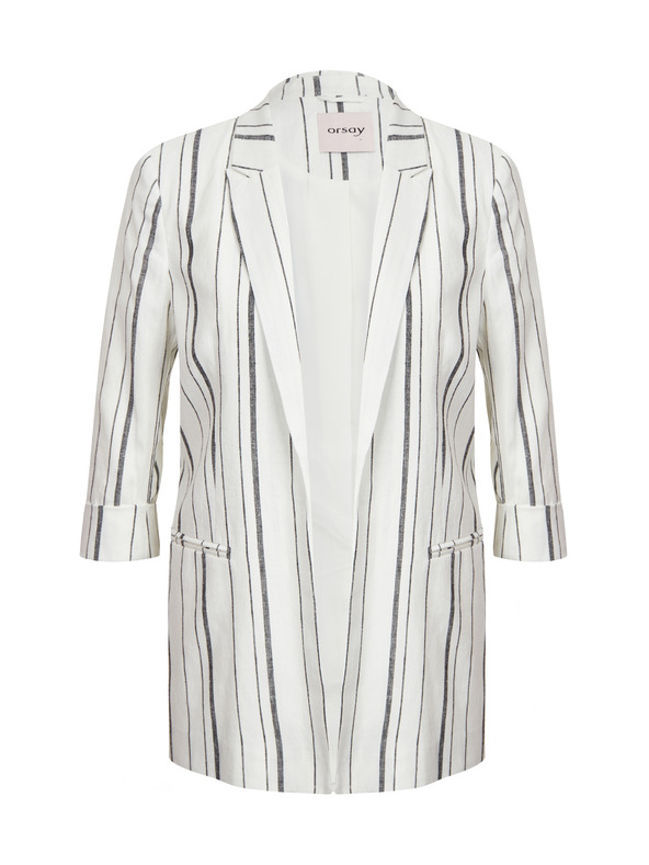 Orsay Бяло дамско ленено сако на райе ORSAY