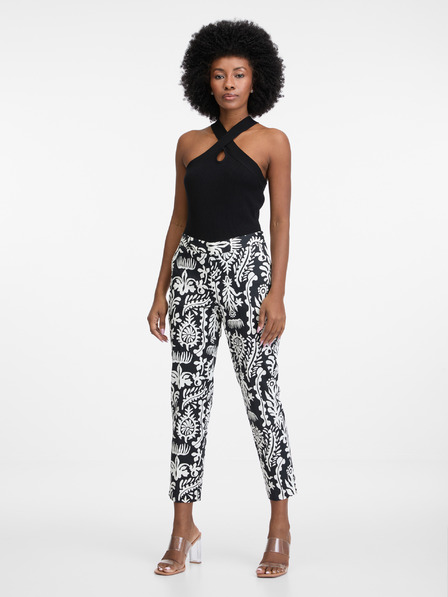 Orsay Черно-бял дамски панталон с десен ORSAY