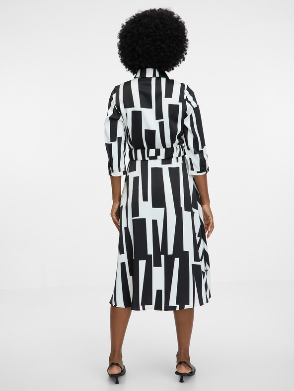 Orsay Черна дамска шарена рокля с дължина до коляното ORSAY