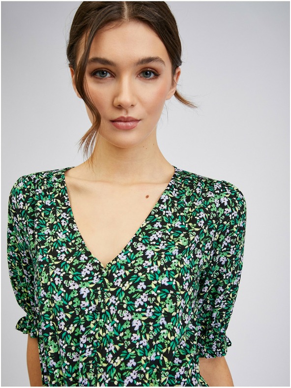 Orsay Зелена дамска рокля с десен ORSAY