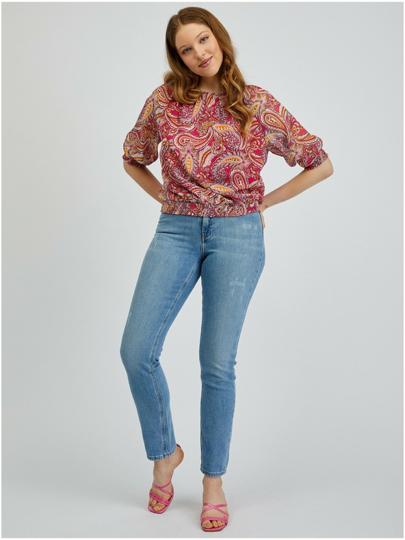 Orsay Червено-розова дамска блуза с десен ORSAY