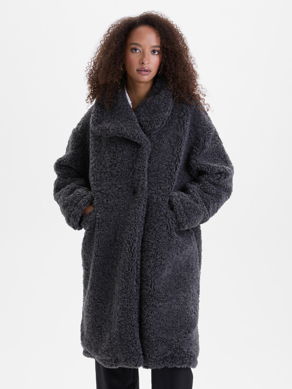 Orsay Тъмносив дамски шлифер от изкуствена кожа ORSAY