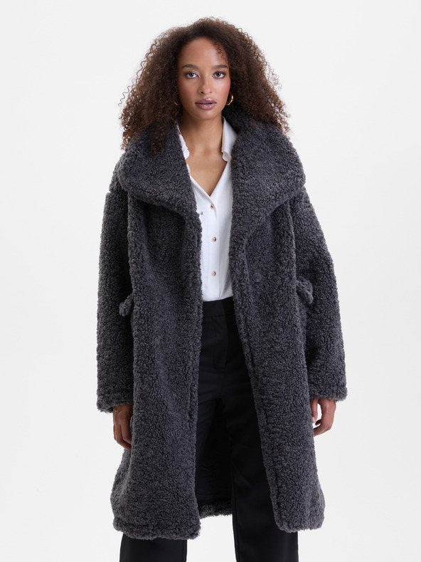 Orsay Тъмносив дамски шлифер от изкуствена кожа ORSAY