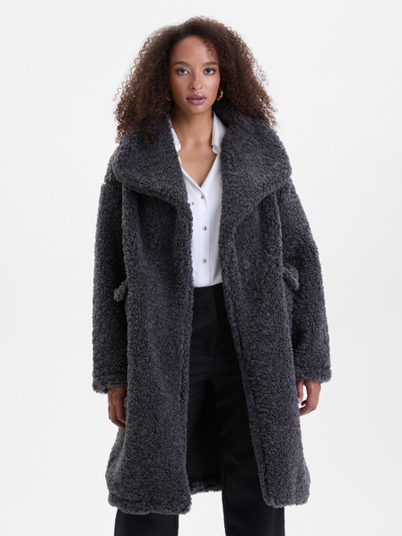 Orsay Тъмносив дамски шлифер от изкуствена кожа ORSAY