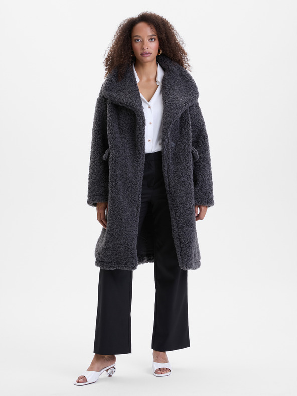 Orsay Тъмносив дамски шлифер от изкуствена кожа ORSAY