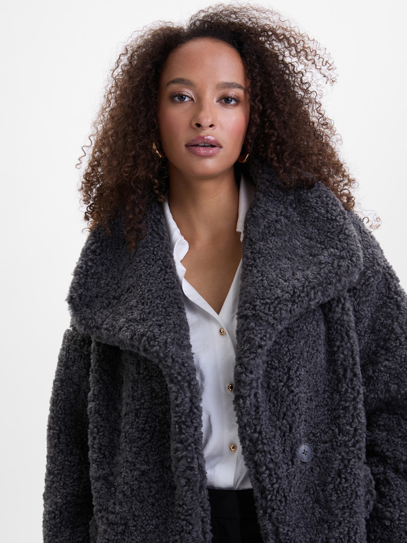 Orsay Тъмносив дамски шлифер от изкуствена кожа ORSAY