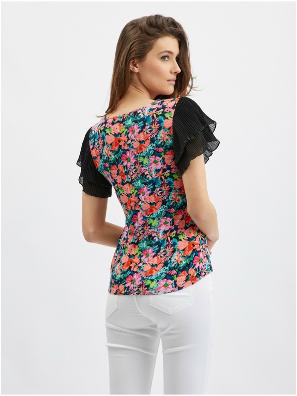 Orsay Синьо-черна дамска блуза на цветя ORSAY