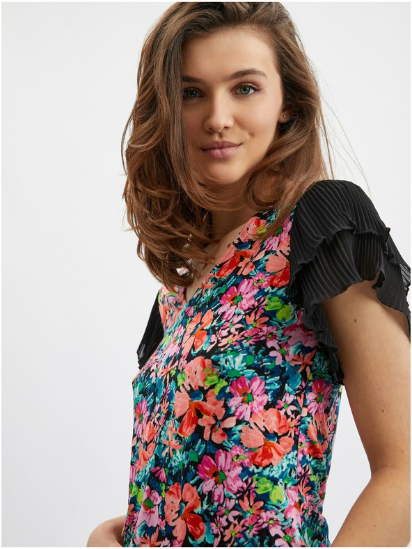 Orsay Синьо-черна дамска блуза на цветя ORSAY