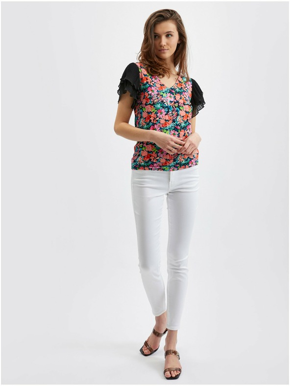 Orsay Синьо-черна дамска блуза на цветя ORSAY