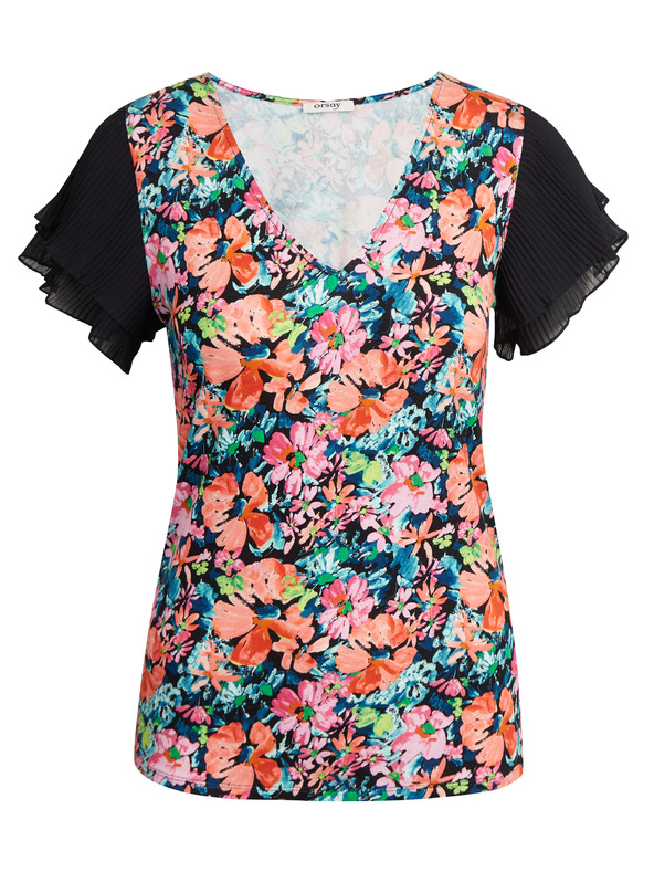 Orsay Синьо-черна дамска блуза на цветя ORSAY